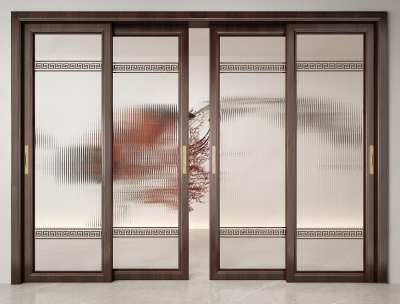 新中式推拉门3D模型下载